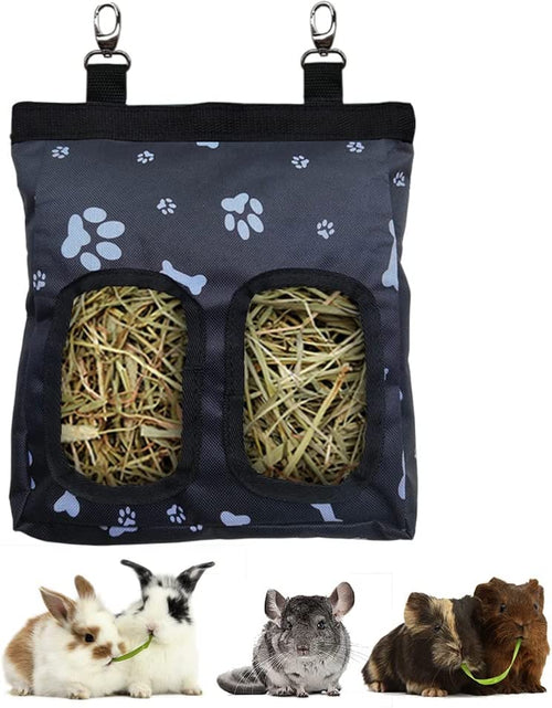 Load image into Gallery viewer, Guinea Pig Hay Feeder, Hanging Rabbit Hay Feeder Bag for Guinea Pigs Bunnies Chinchillas. M, Black Paws
