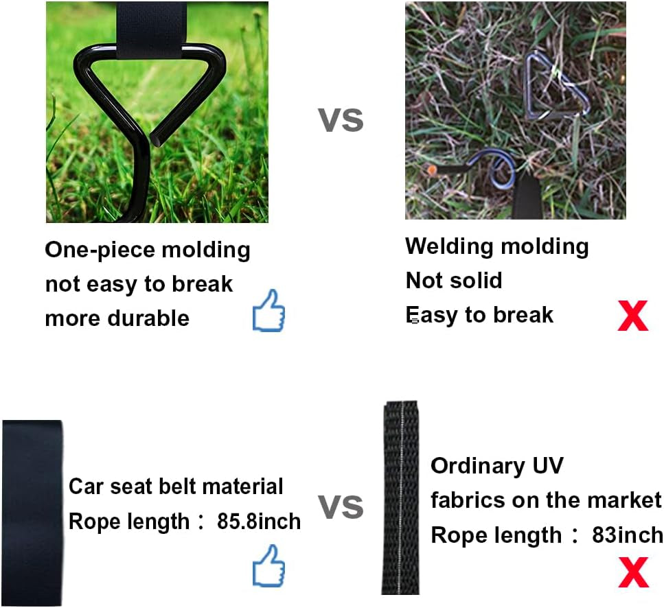 USA Trampoline Stakes Heavy Duty Trampoline Parts Corkscrew Shape Steel Stakes Anchor Kit with T Hook for Trampolines -Set of 4 Bonus 4 Strong Belt