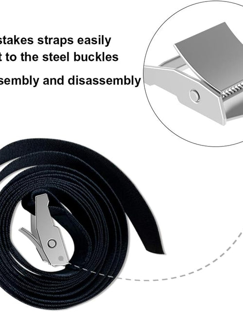 Load image into Gallery viewer, USA Trampoline Stakes Heavy Duty Trampoline Parts Corkscrew Shape Steel Stakes Anchor Kit with T Hook for Trampolines -Set of 4 Bonus 4 Strong Belt
