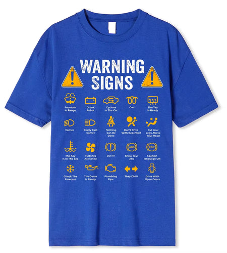 Funny Driving Warning Signs 101 Auto Mechanic Gift Driver T-Shirt Oversized Casual T Shirt Cotton Mens Tops Tees Cotton Clothing