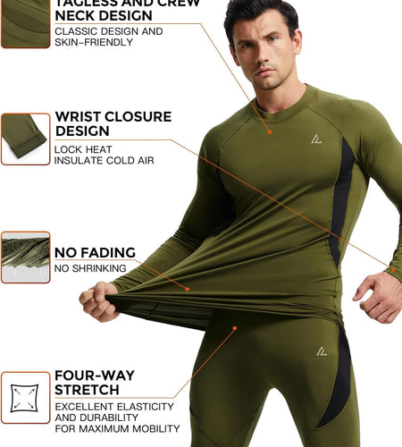Thermal Underwear Set Winter Hunting Gear Sport Long Johns Base Layer Bottom Top Midweight