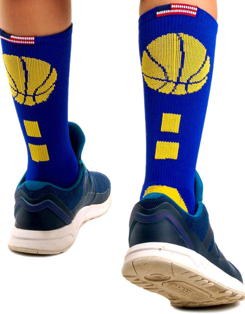 Load image into Gallery viewer, Youth Boys Basketball Socks Sports Athletic Crew Socks with Basketball Arm Sleeve - Made in USA
