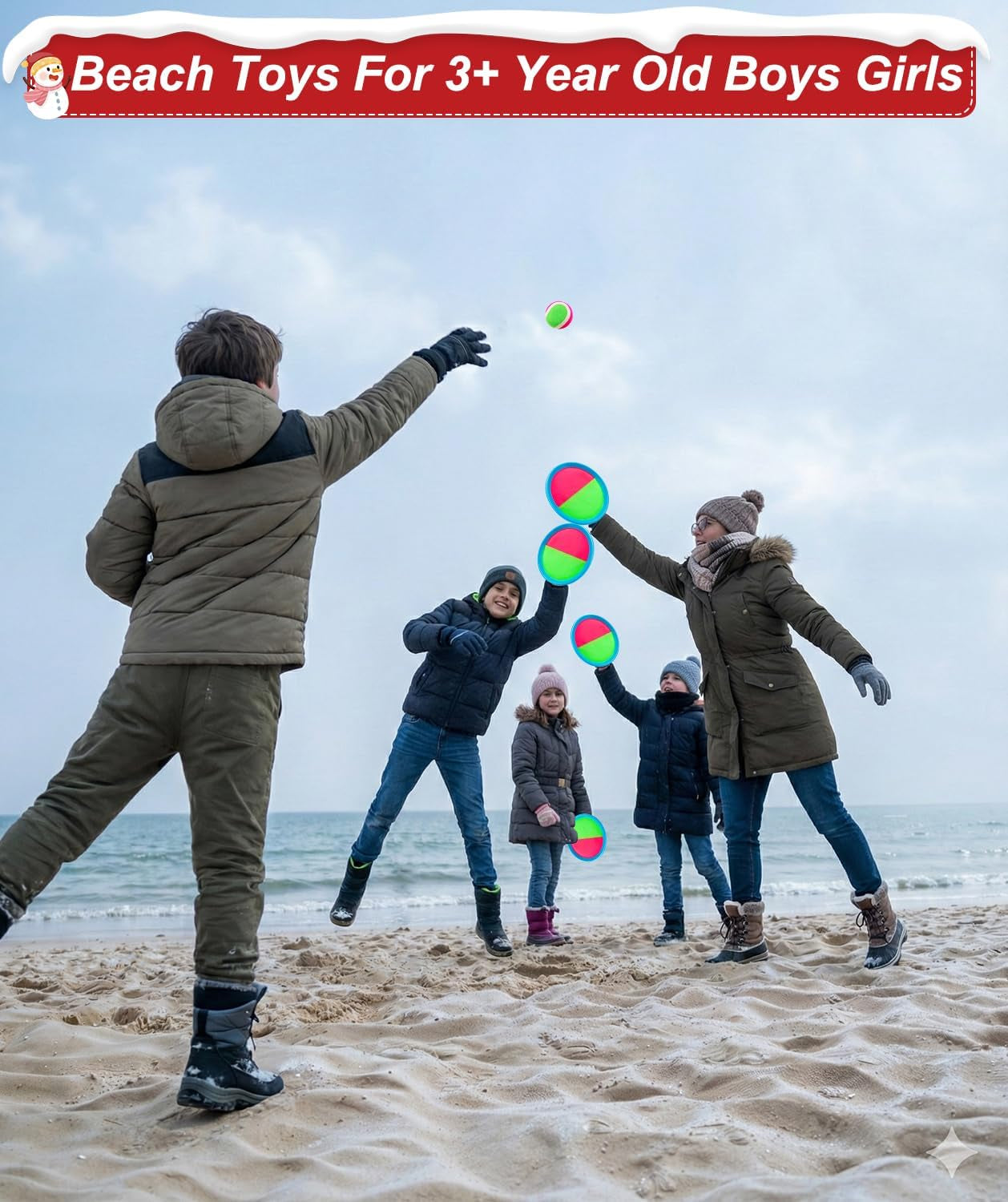 Kids Toys Toss and Catch Game Set, Ball Sports Games with 4 Paddles 4 Balls and 1 Storage Bag, Classic Outdoor Games, Beach Games, Yard Games Suitable for Kids Gift Ideal (Blue)