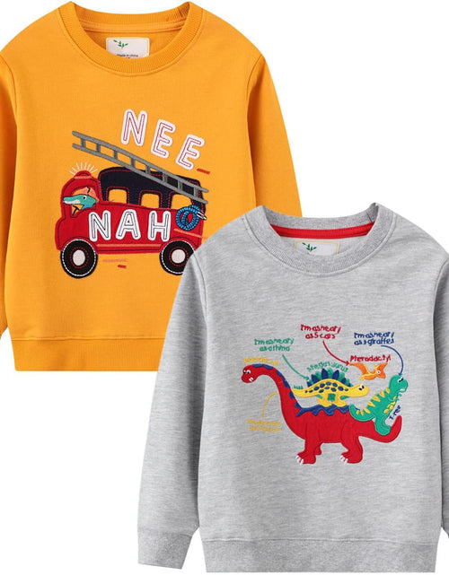 Load image into Gallery viewer, 2 Pack Toddler Boys Sweatshirts Patterned Long Sleeve Pullover Crewneck Tops Shirts
