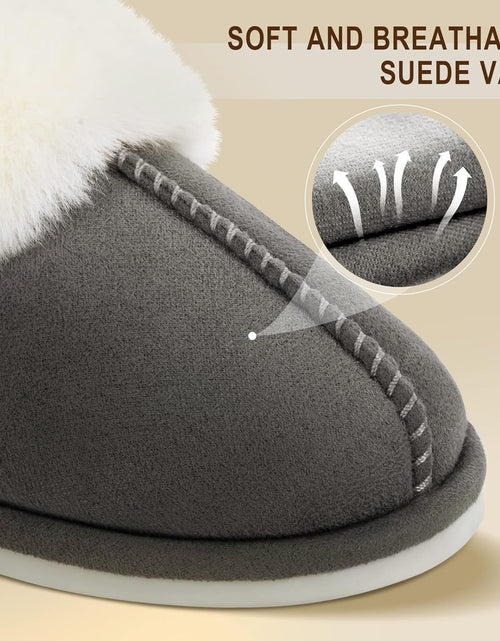 Load image into Gallery viewer, Women'S Slippers Fuzzy Warm Comfy Faux Fur Slip-On Fluffy Bedroom House Shoes Memory Foam Suede Cozy Plush Breathable Anti-Slip Indoor &amp; Outdoor Winter
