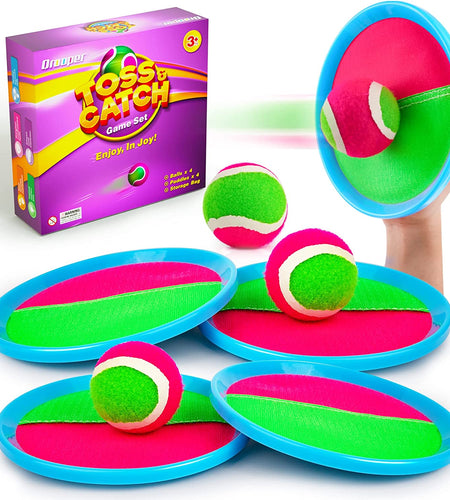 Kids Toys Toss and Catch Game Set, Ball Sports Games with 4 Paddles 4 Balls and 1 Storage Bag, Classic Outdoor Games, Beach Games, Yard Games Suitable for Kids Gift Ideal (Blue)