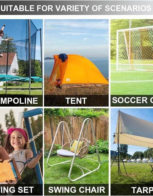 Load image into Gallery viewer, USA Trampoline Stakes Heavy Duty Trampoline Parts Corkscrew Shape Steel Stakes Anchor Kit with T Hook for Trampolines -Set of 4 Bonus 4 Strong Belt
