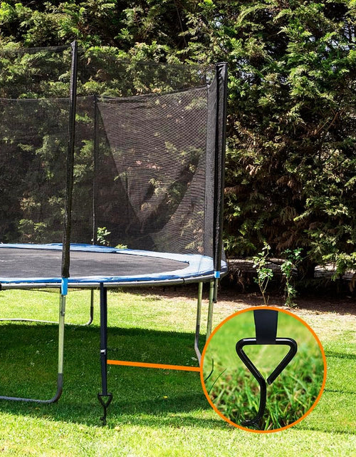 Load image into Gallery viewer, USA Trampoline Stakes Heavy Duty Trampoline Parts Corkscrew Shape Steel Stakes Anchor Kit with T Hook for Trampolines -Set of 4 Bonus 4 Strong Belt
