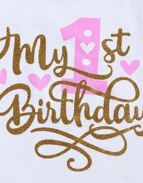 Load image into Gallery viewer, Baby Girl Birthday Cake Smash Outfit Toddler Girl My 1St Birthday Romper Tutu Skirt with Headband Clothes Set
