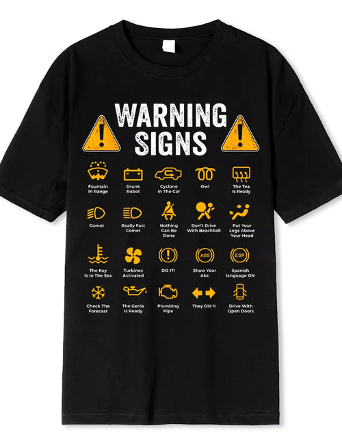 Load image into Gallery viewer, Funny Driving Warning Signs 101 Auto Mechanic Gift Driver T-Shirt Oversized Casual T Shirt Cotton Mens Tops Tees Cotton Clothing
