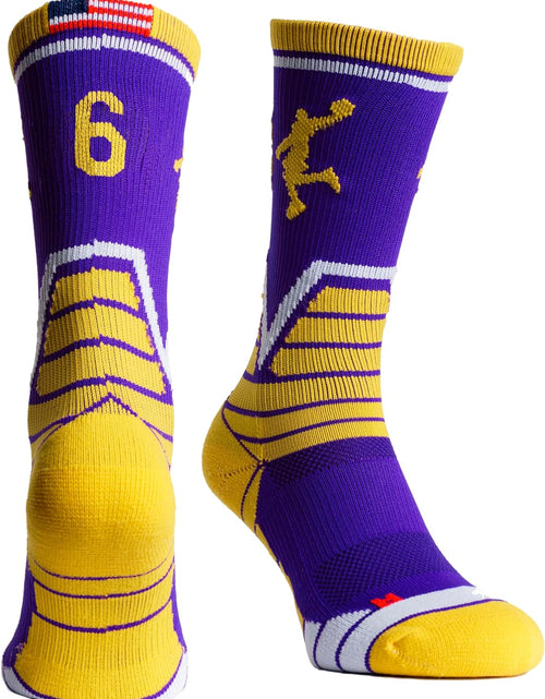 Load image into Gallery viewer, Youth Boys Basketball Socks Sports Athletic Crew Socks with Basketball Arm Sleeve - Made in USA
